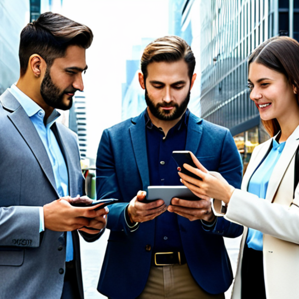 Digital Transformation in Daily Life**

"A diverse group of people interacting with various digital devices (smartphones, tablets, smartwatches) in a modern, clean city environment, fully clothed, appropriate attire, showcasing the integration of technology in everyday tasks like banking, shopping, and health monitoring, safe for work, professional, perfect anatomy, natural proportions, high quality."

**