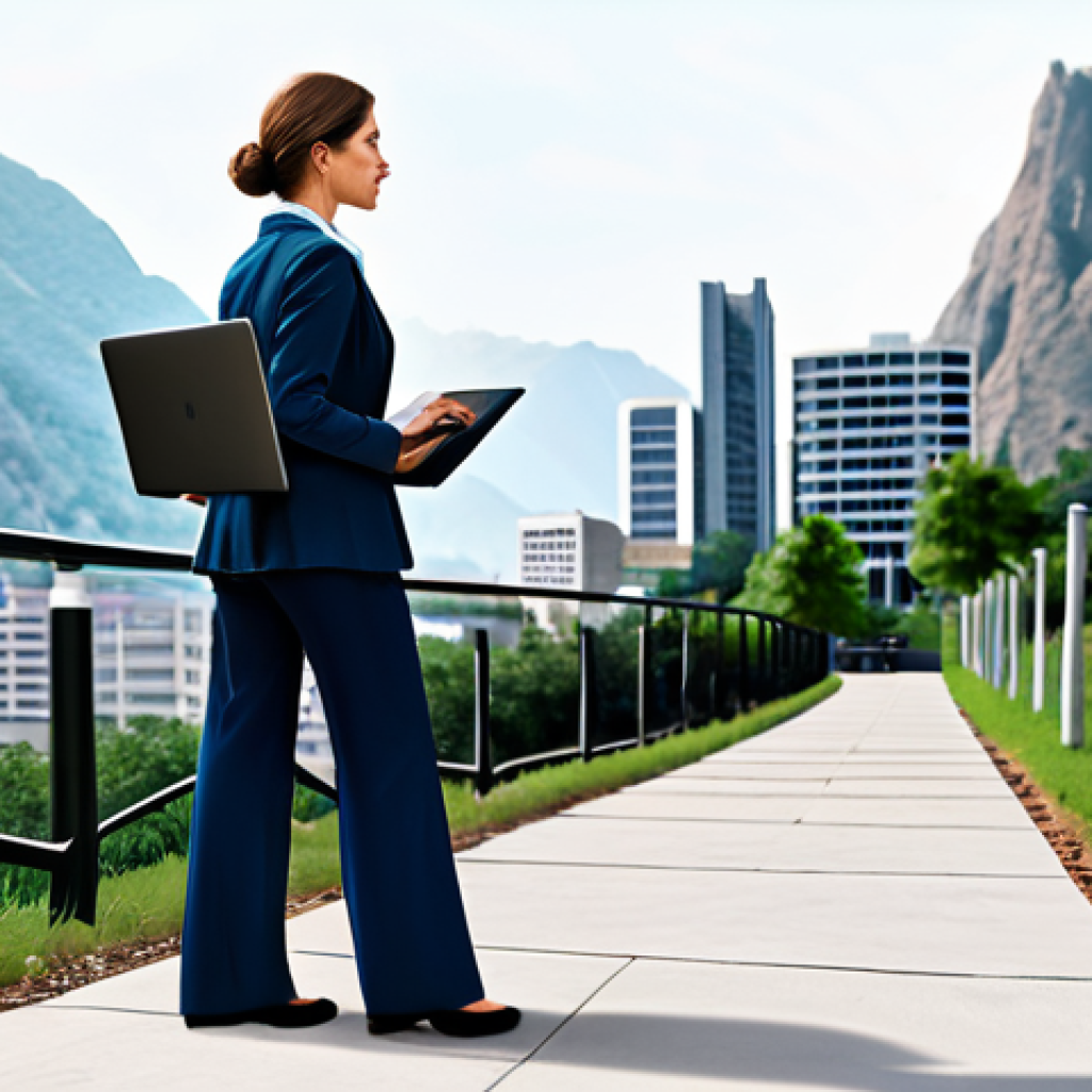 Lifelong Learning Journey**

"A professional woman in a modest business casual outfit stands on a path leading up a mountain, laptop in hand, books stacked nearby, background showing a modern city, fully clothed, appropriate attire, safe for work, perfect anatomy, natural proportions, professional illustration, high quality"

**