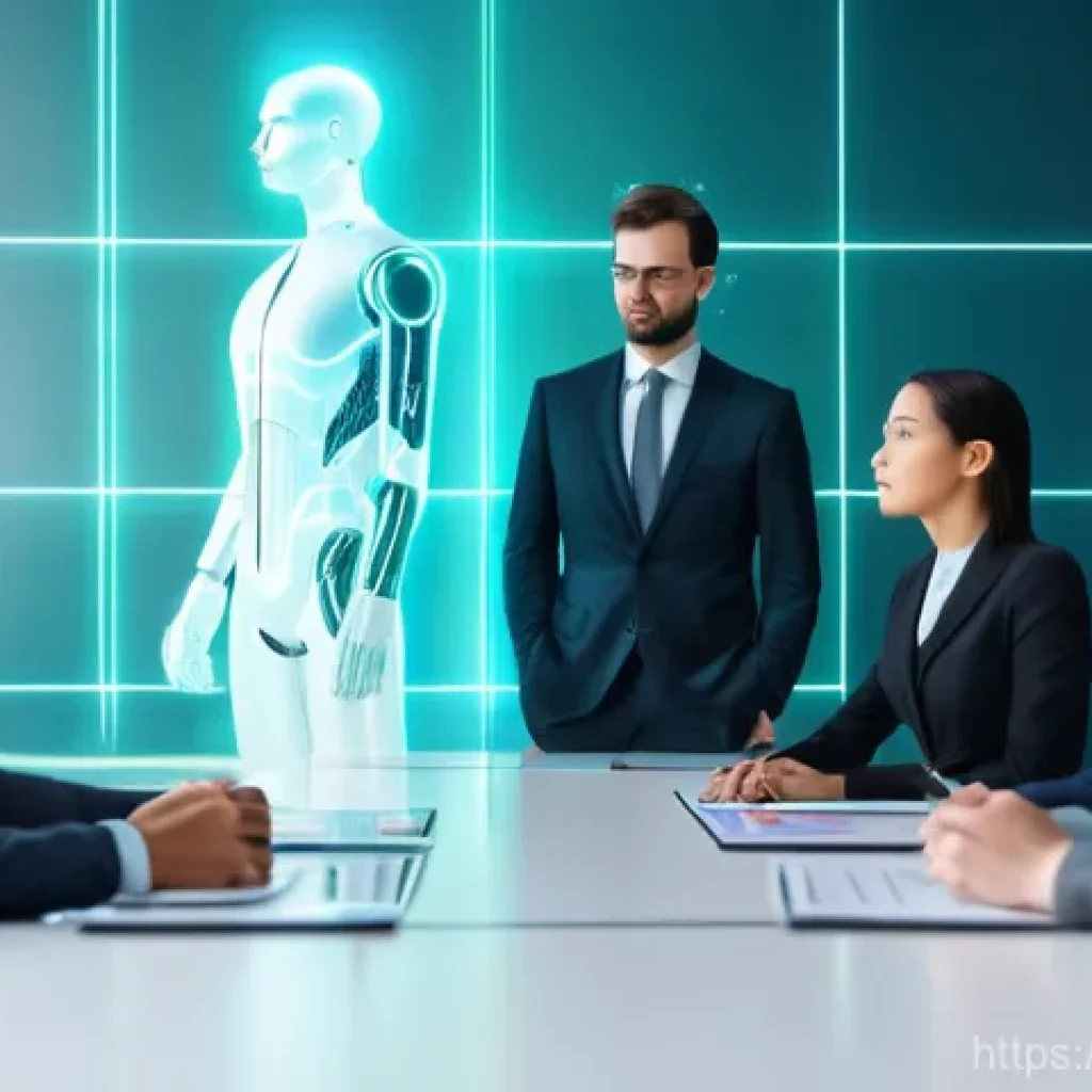 패러다임 전환과 민간 부문 혁신 - **Image Prompt: AI Attending a Corporate Board Meeting**
    A futuristic and minimalist boardroom w...