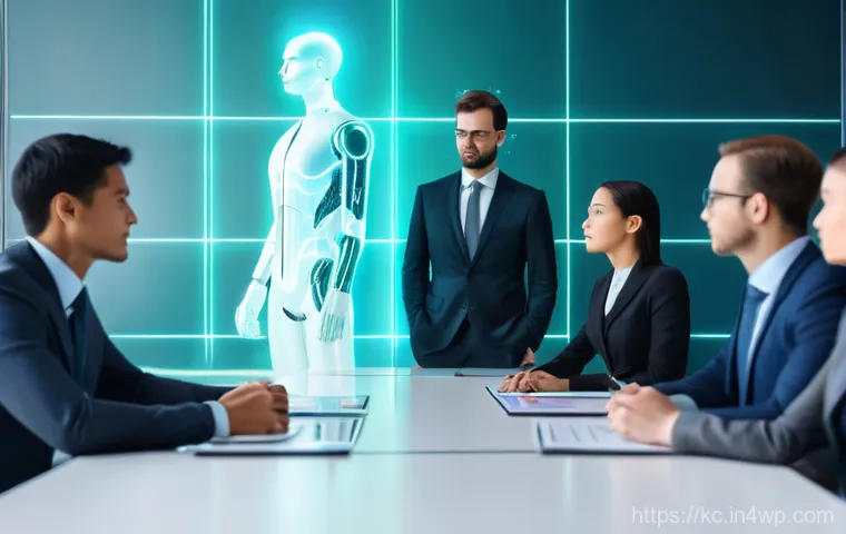 패러다임 전환과 민간 부문 혁신 - **Image Prompt: AI Attending a Corporate Board Meeting**
A futuristic and minimalist boardroom w...