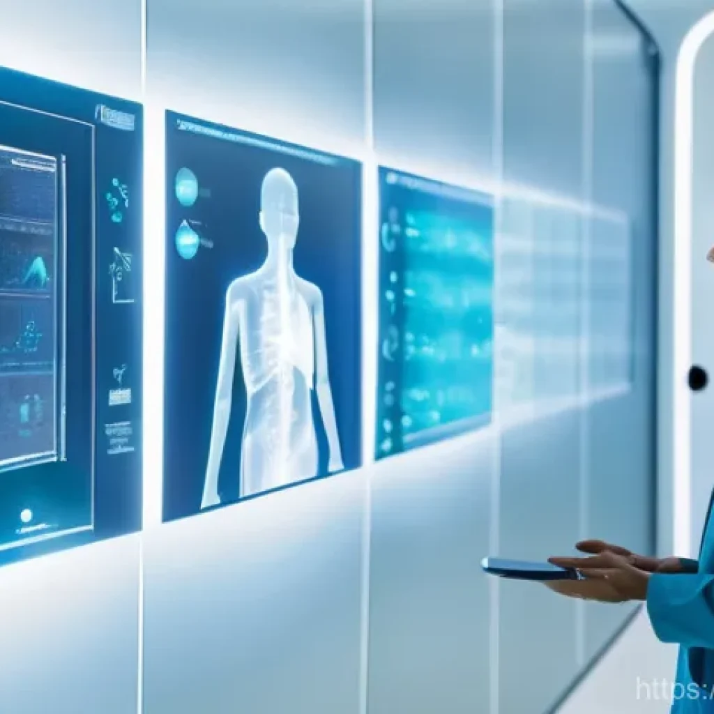 패러다임 전환의 사회적 사례 - **Prompt:** A futuristic, bright, and clean medical clinic where a diverse group of people, dressed ...