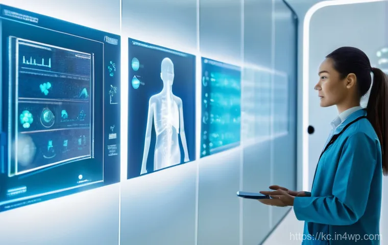 패러다임 전환의 사회적 사례 - **Prompt:** A futuristic, bright, and clean medical clinic where a diverse group of people, dressed ...