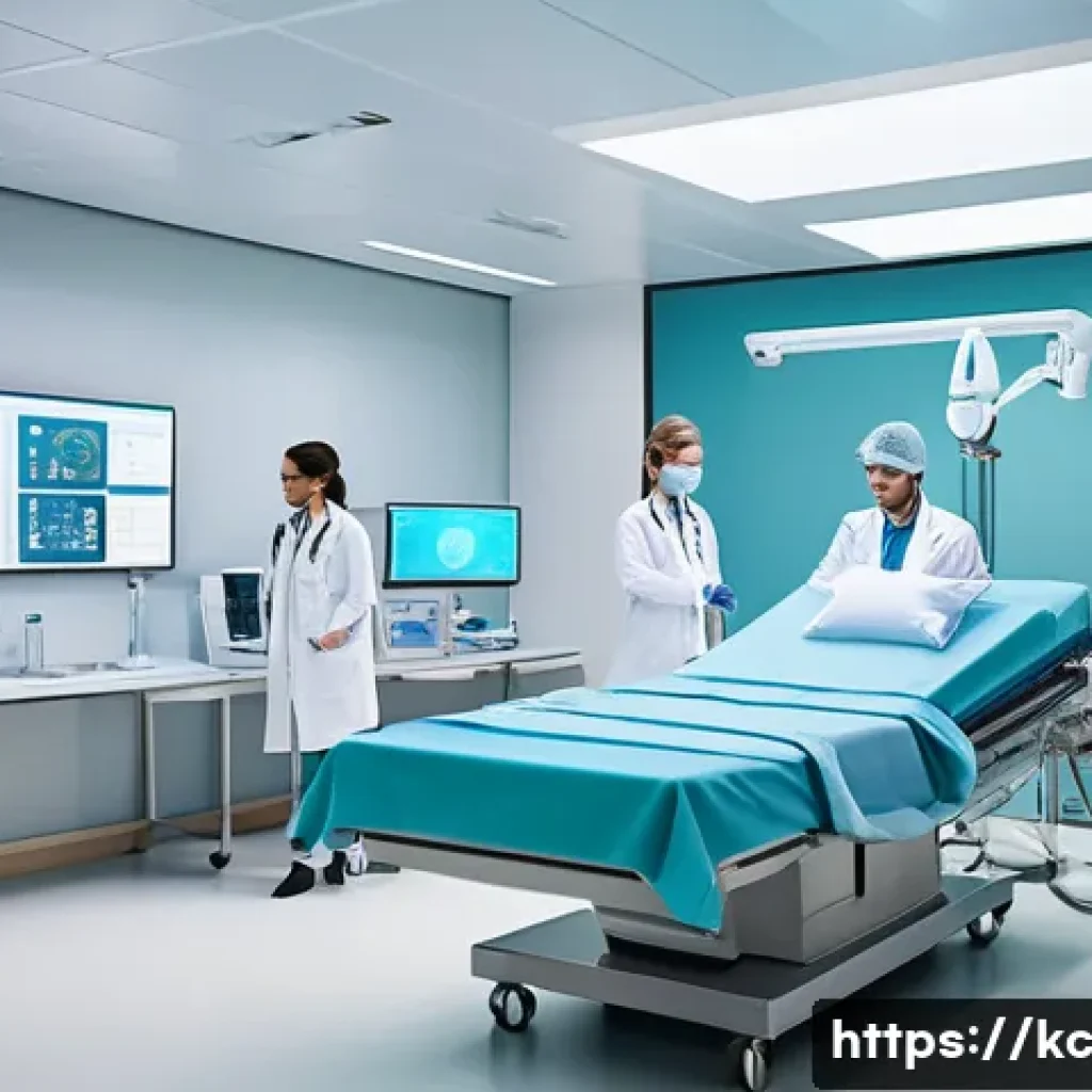 패러다임 전환의 의미와 의의 - **Patient-Centered Medical Care:** A brightly lit, futuristic hospital room with soft, calming color...