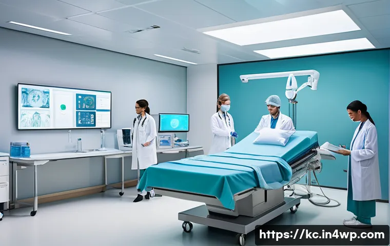 패러다임 전환의 의미와 의의 - **Patient-Centered Medical Care:** A brightly lit, futuristic hospital room with soft, calming color...