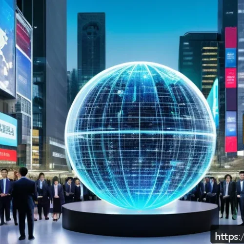 Home 17 패러다임 전환의 정치적 맥락 - A futuristic political power scene depicting a digital revolution: a large, transparent globe made o...